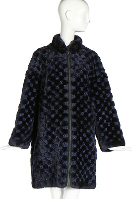 Lot 28 - A Dior ink-blue mouton fur coat, modern
