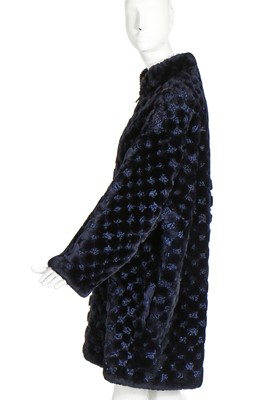 Lot 28 - A Dior ink-blue mouton fur coat, modern