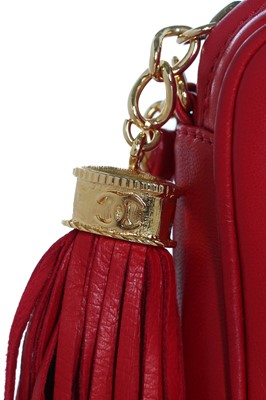 Lot 6 - A Chanel fire-engine-red lambskin leather handbag, 1986-88