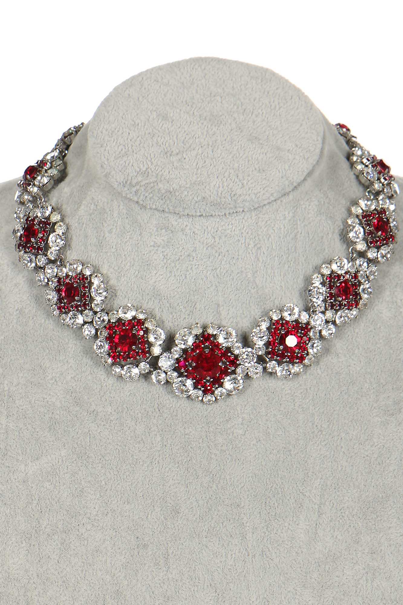 Lot 25 - A Dior necklace of cut brilliants and 'rubies', 1959