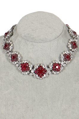 Lot 25 - A Dior necklace of cut brilliants and 'rubies', 1959