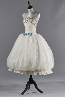 Lot 79 - Audrey Hepburn's Givenchy haute couture white point d'esprit ball gown worn in the opera scene of 'Love in the Afternoon', 1956