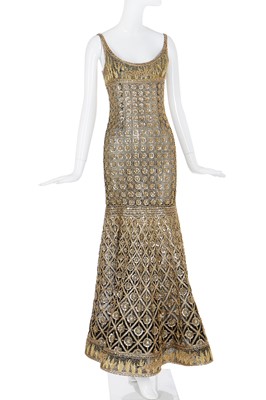 Lot 218 - A fine Chanel couture by Karl Lagerfeld gold embroidered 'leopard' dress, Spring-Summer 1996