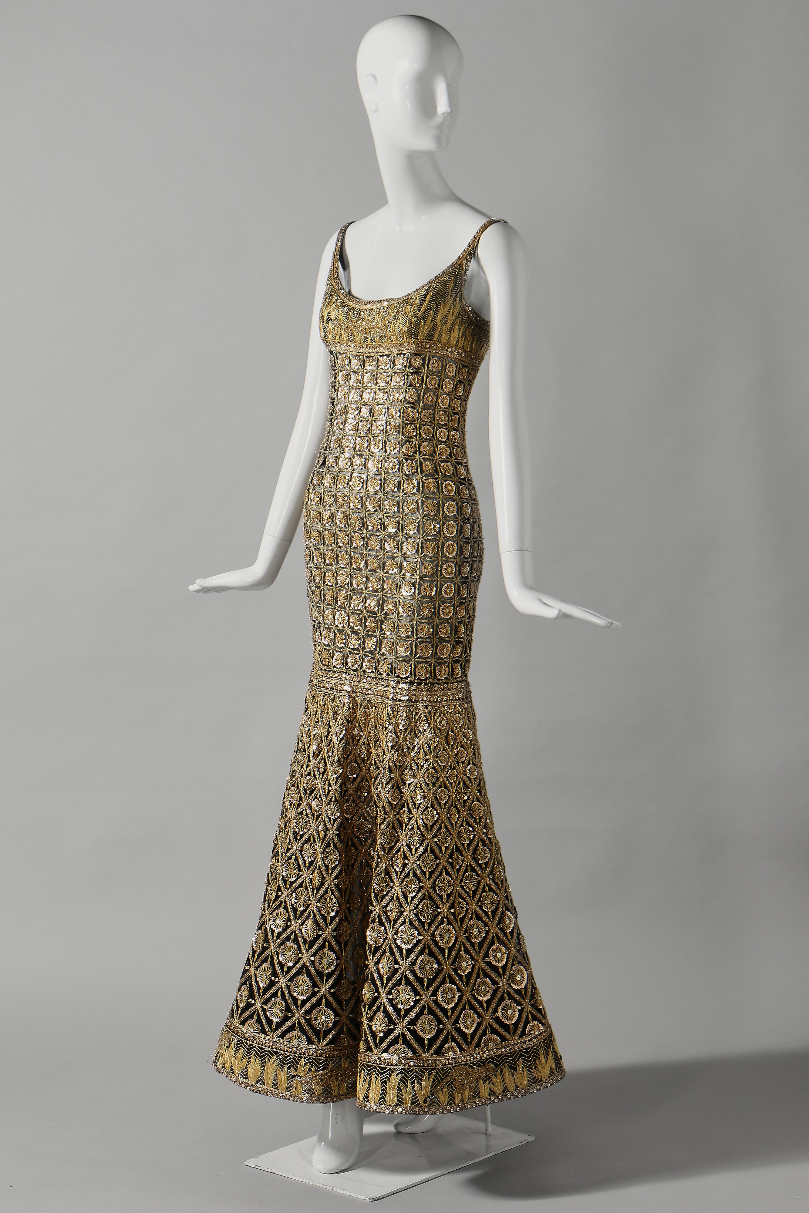 gold chanel dress Chanel Paris-Byzance Gold Silk Godess Maxi Dress, 2011 Basha Gold