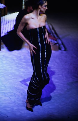 Lot 210 - A rare John Galliano striped wool sheath, 'Dolores' collection, Autumn-Winter 1995-96