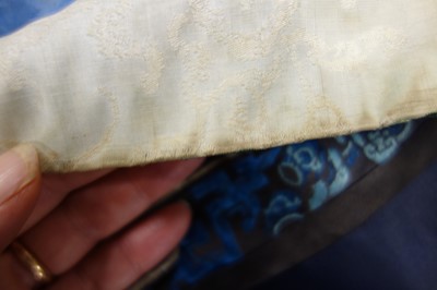 Lot 262 - An embroidered satin informal robe, Changfu, Chinese, circa 1900