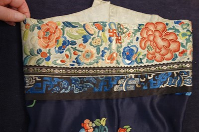 Lot 262 - An embroidered satin informal robe, Changfu, Chinese, circa 1900