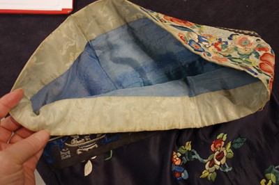Lot 262 - An embroidered satin informal robe, Changfu, Chinese, circa 1900