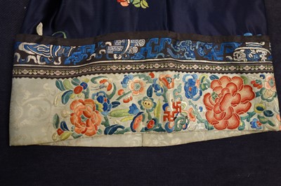 Lot 262 - An embroidered satin informal robe, Changfu, Chinese, circa 1900