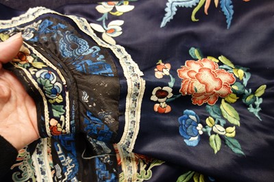 Lot 262 - An embroidered satin informal robe, Changfu, Chinese, circa 1900