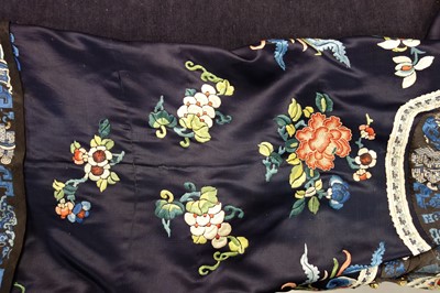Lot 262 - An embroidered satin informal robe, Changfu, Chinese, circa 1900