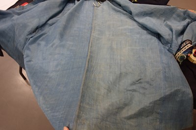 Lot 262 - An embroidered satin informal robe, Changfu, Chinese, circa 1900