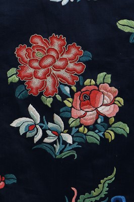 Lot 262 - An embroidered satin informal robe, Changfu, Chinese, circa 1900