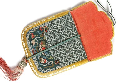 Lot 263 - An embroidered purse, Chinese, late 19th century