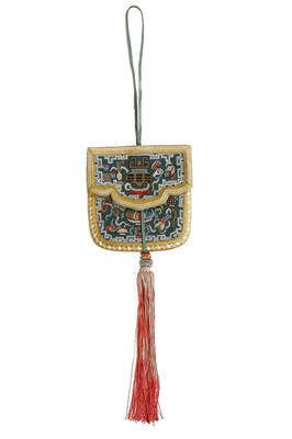 Lot 263 - An embroidered purse, Chinese, late 19th century