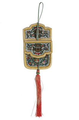 Lot 263 - An embroidered purse, Chinese, late 19th century