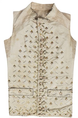 Lot 35 - Three men's embroidered silk waistcoats, late 18th-early 19th century