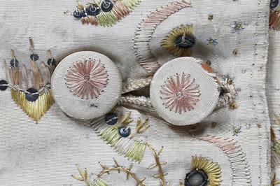 Lot 35 - Three men's embroidered silk waistcoats, late 18th-early 19th century