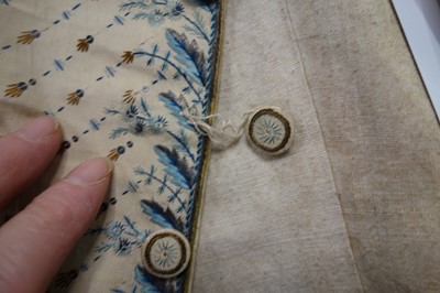 Lot 35 - Three men's embroidered silk waistcoats, late 18th-early 19th century