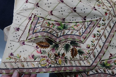 Lot 35 - Three men's embroidered silk waistcoats, late 18th-early 19th century