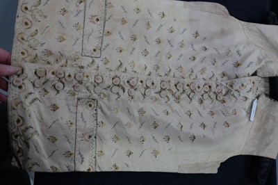 Lot 35 - Three men's embroidered silk waistcoats, late 18th-early 19th century