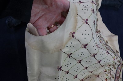 Lot 35 - Three men's embroidered silk waistcoats, late 18th-early 19th century