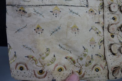 Lot 35 - Three men's embroidered silk waistcoats, late 18th-early 19th century