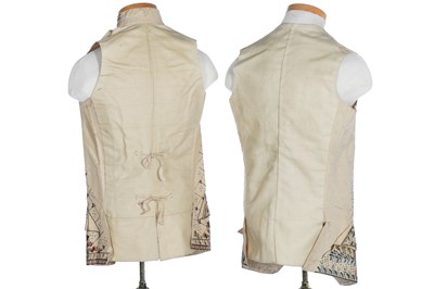 Lot 35 - Three men's embroidered silk waistcoats, late 18th-early 19th century
