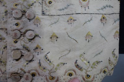 Lot 35 - Three men's embroidered silk waistcoats, late 18th-early 19th century