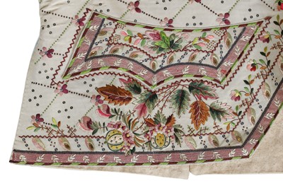 Lot 35 - Three men's embroidered silk waistcoats, late 18th-early 19th century