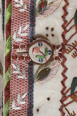 Lot 35 - Three men's embroidered silk waistcoats, late 18th-early 19th century