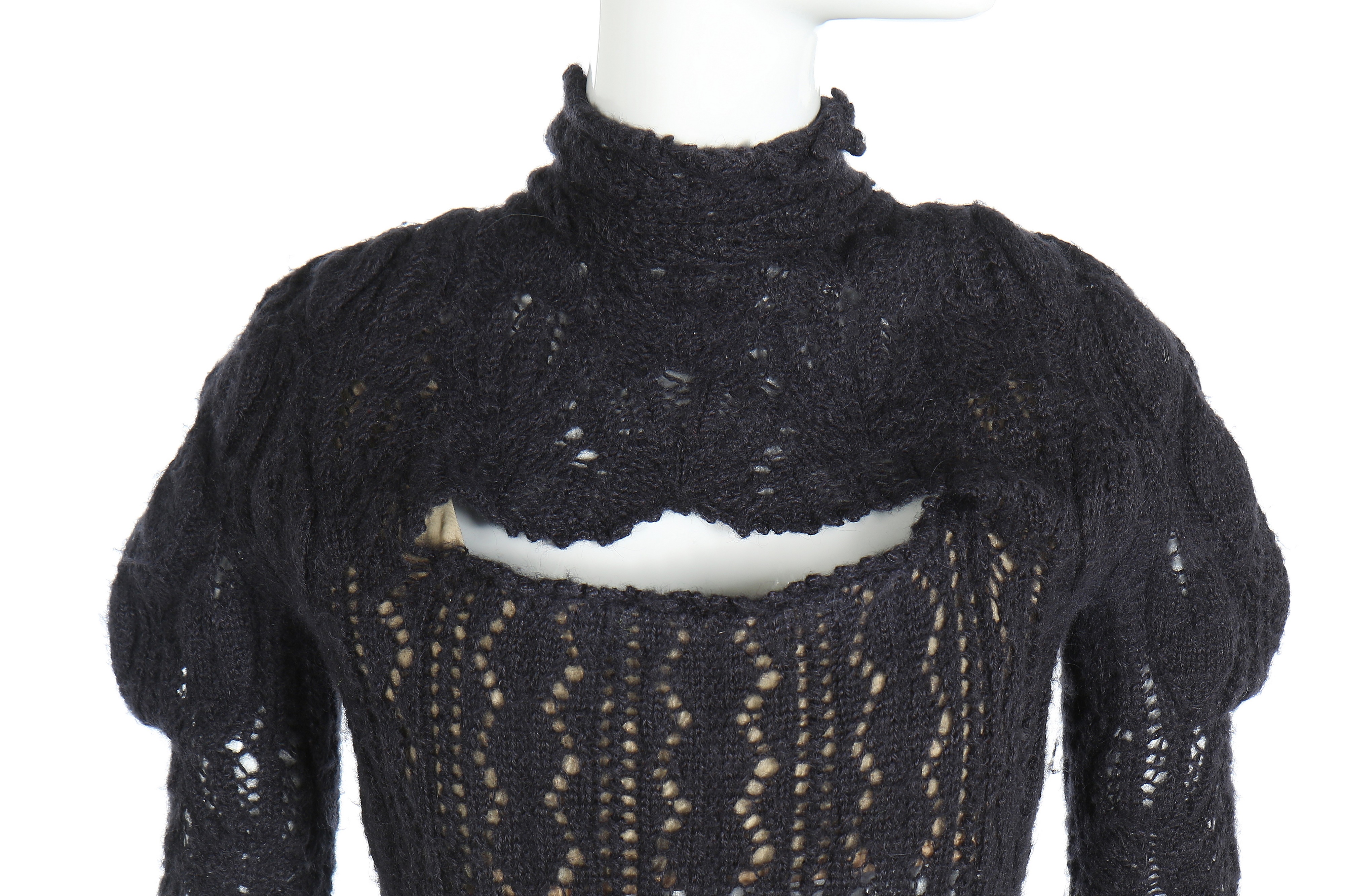 vivienne westwood corseted crochet knit mini dress Vivienne Westwood Fall 1993 Corseted Knit Crochet Mini Dress