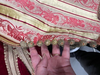 Lot 255 - A finely-embroidered crimson velvet Piri Piri wedding robe, Albanian, Ottoman, late 19th century