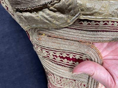 Lot 255 - A finely-embroidered crimson velvet Piri Piri wedding robe, Albanian, Ottoman, late 19th century
