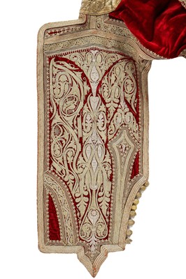 Lot 255 - A finely-embroidered crimson velvet Piri Piri wedding robe, Albanian, Ottoman, late 19th century