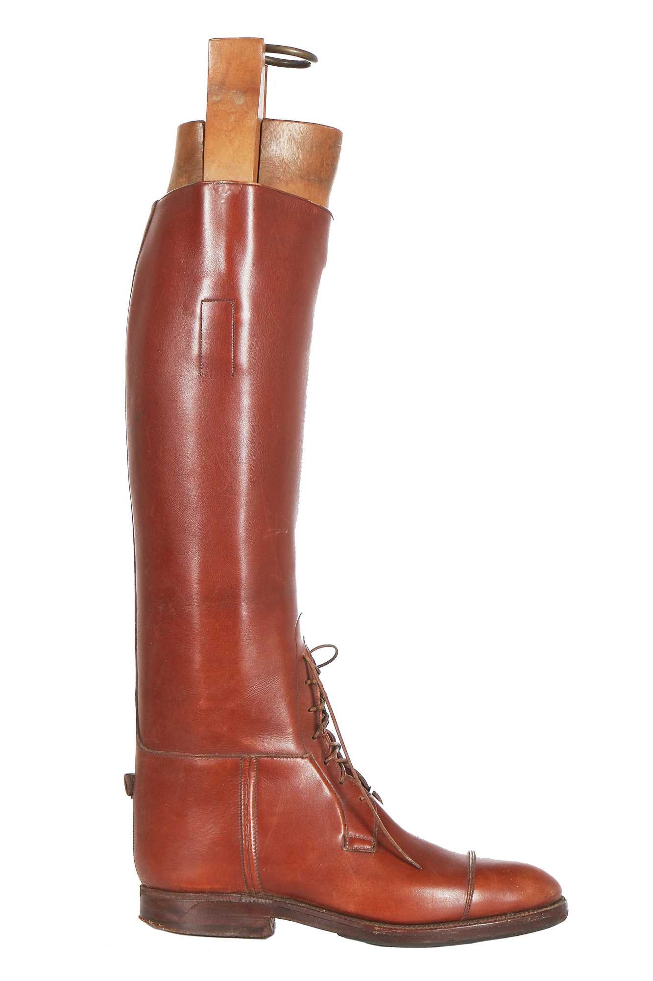 Lot 40 - A pair of gentleman's brown leather riding boots, early 20th century