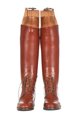 Lot 40 - A pair of gentleman's brown leather riding boots, early 20th century