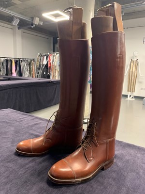 Lot 40 - A pair of gentleman's brown leather riding boots, early 20th century