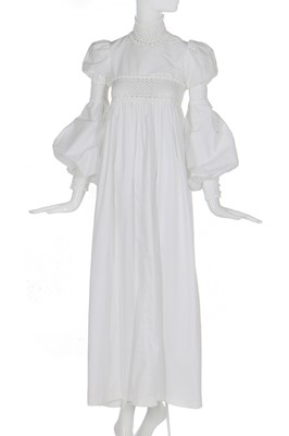 Lot 98 - A good Biba historically-inspired white cotton gown, 1966