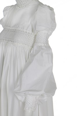 Lot 98 - A good Biba historically-inspired white cotton gown, 1966