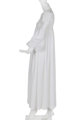 Lot 98 - A good Biba historically-inspired white cotton gown, 1966