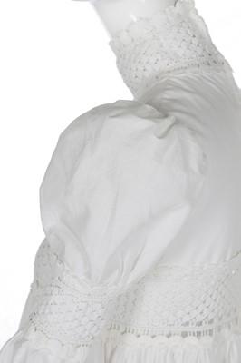 Lot 98 - A good Biba historically-inspired white cotton gown, 1966