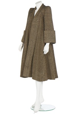 Lot 123 - A good Biba swing coat of chevron-weave herringbone tweed, circa 1974