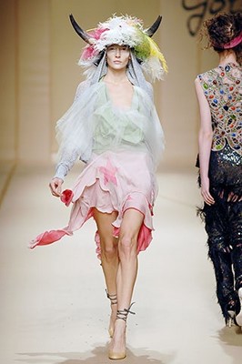 Lot 233 - A Vivienne Westwood felt hat with Swarovski crystal-covered horns, 2008