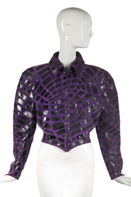 Lot 349 - A Thierry Mugler purple suede jacket, 'Les Infernales'/ 'She Devils' collection, Autumn-Winter 1988-89