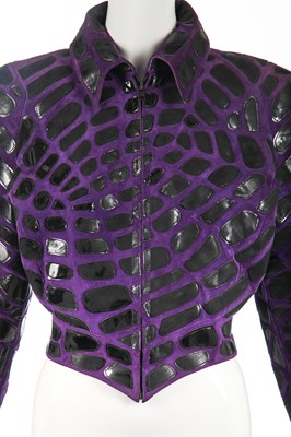 Lot 349 - A Thierry Mugler purple suede jacket, 'Les Infernales'/ 'She Devils' collection, Autumn-Winter 1988-89