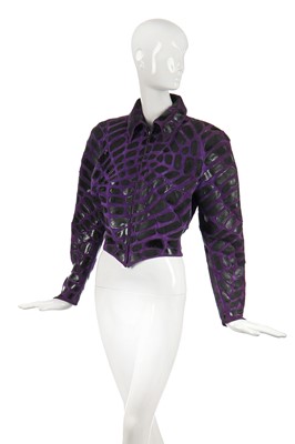 Lot 349 - A Thierry Mugler purple suede jacket, 'Les Infernales'/ 'She Devils' collection, Autumn-Winter 1988-89