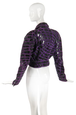 Lot 349 - A Thierry Mugler purple suede jacket, 'Les Infernales'/ 'She Devils' collection, Autumn-Winter 1988-89