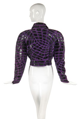 Lot 349 - A Thierry Mugler purple suede jacket, 'Les Infernales'/ 'She Devils' collection, Autumn-Winter 1988-89