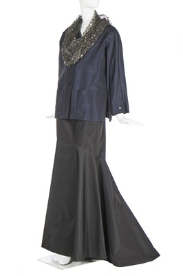 Lot 156 - A Balmain couture midnight-blue silk faille jacket, late 1990s-early 2000s